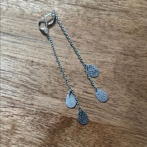 Chic Silver Dangle Earrings with Textured Drops